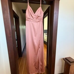 Azazie Blush Pink/Rose Maxi Dress with Spaghetti Straps